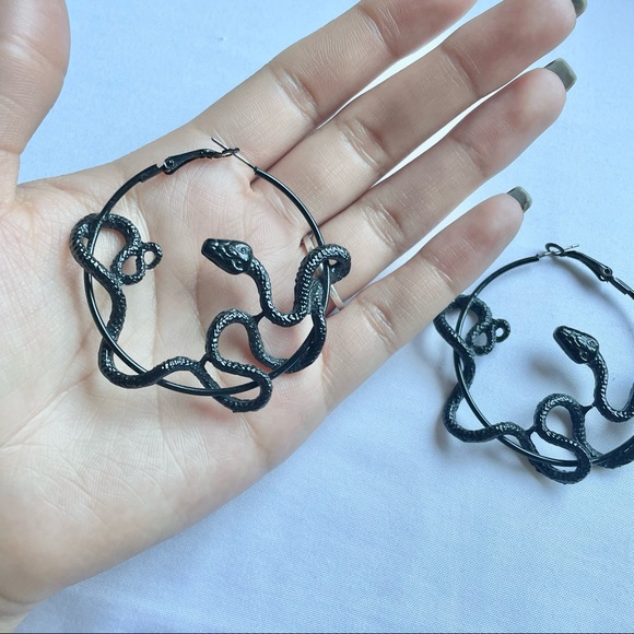 Snake Hoop Earrings - Picture 3 of 4